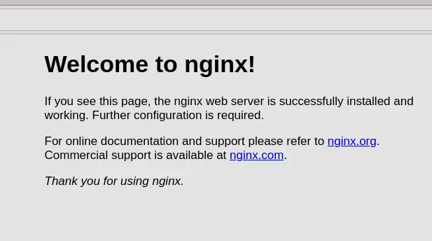 NGINX welcome message.